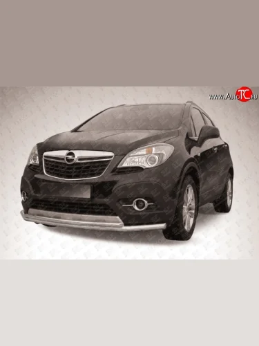 Длинная двойная защита переднего бампера из двух труб диаметром 57 и 42 мм Slitkoff Opel Mokka (2012-2016)  дорестайлинг