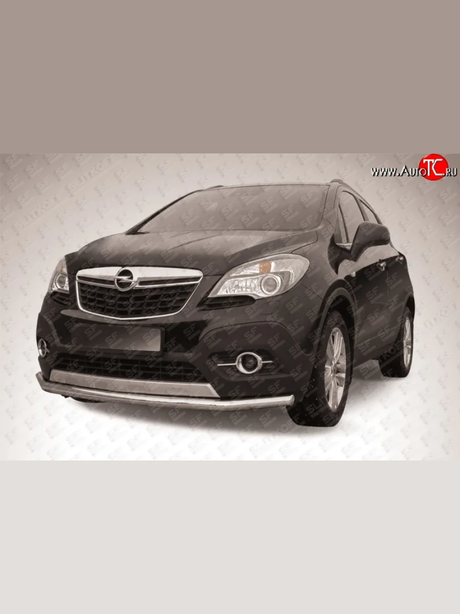 Защита переднего бампера из длинной трубы диаметром 57 мм Slitkoff  Opel Mokka (2012-2016) (Цвет: нержавеющая полированная сталь)  в Керчи Республика Крым