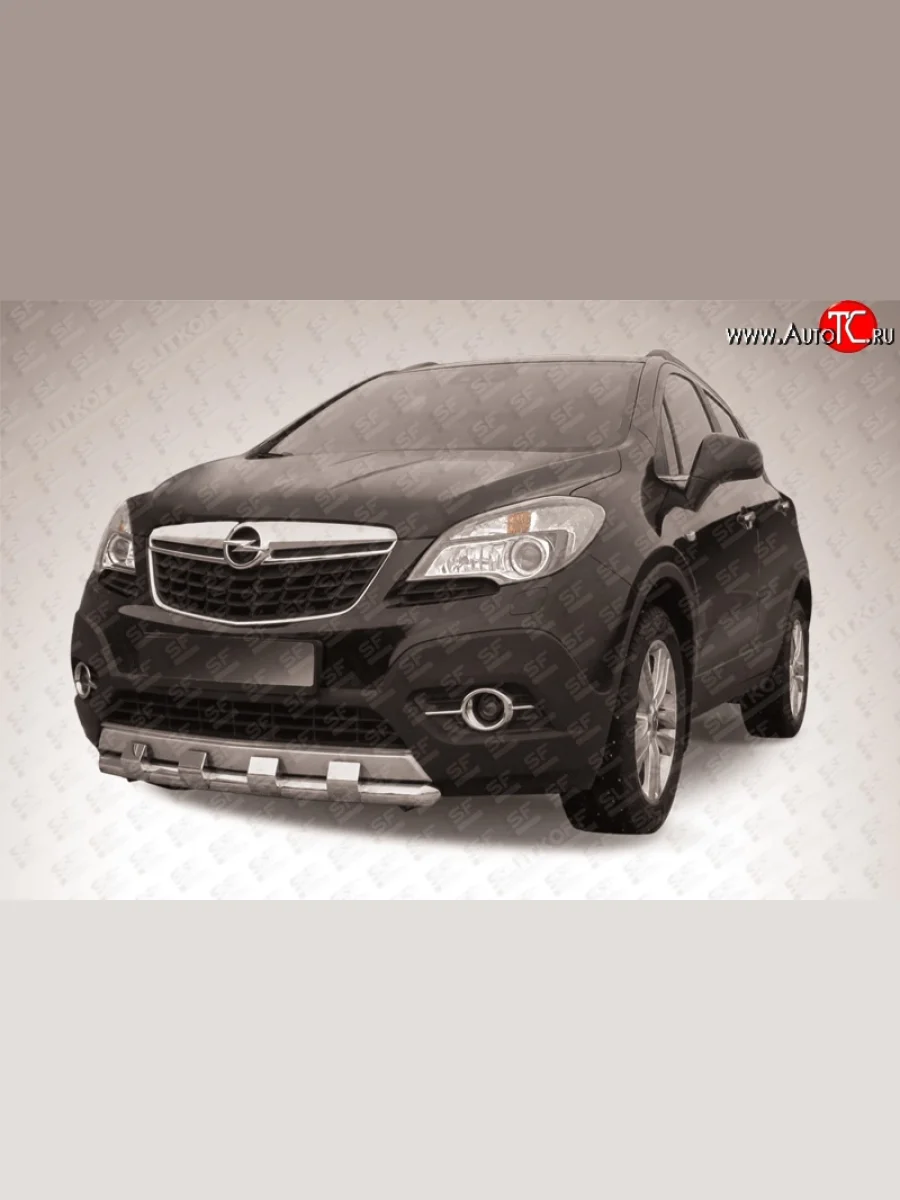 Одинарная защита переднего бампера из трубы диаметром 57 мм с зубьями Slitkoff Opel Mokka  дорестайлинг (2012-2016) (Цвет: нержавеющая полированная сталь)  в Перми Пермском крае
