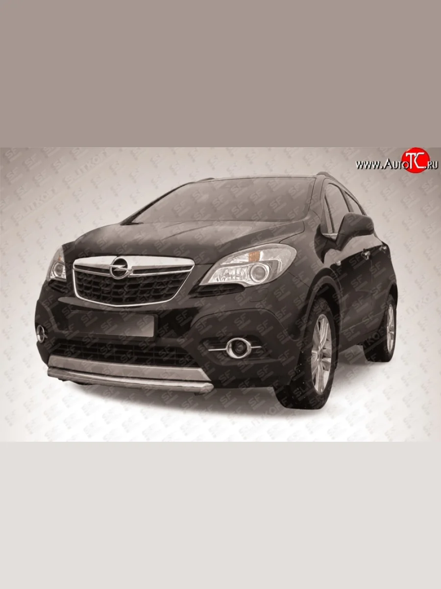 Защита переднего бампера из короткой трубы диаметром 57 мм Slitkoff Opel Mokka  дорестайлинг (2012-2016) (Цвет: нержавеющая полированная сталь)  в Перми Пермском крае