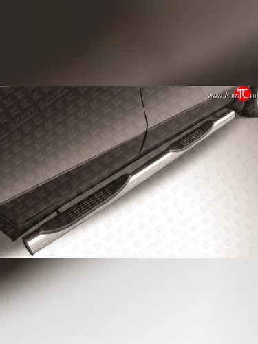 Защита порогов из трубы d76 мм с пластиковыми вставками для ног Slitkoff Opel Mokka  дорестайлинг (2012-2016)