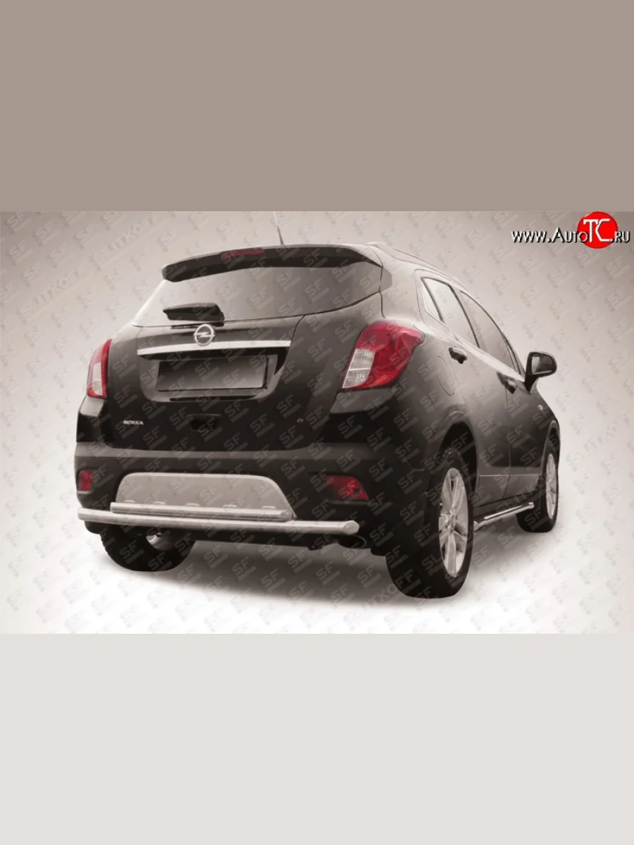 Двойная защита заднего бампера из двух труб диаметром 57 и 42 мм Slitkoff  Opel Mokka (2012-2016) (Цвет: нержавеющая полированная сталь)  с доставкой в г. Керчь