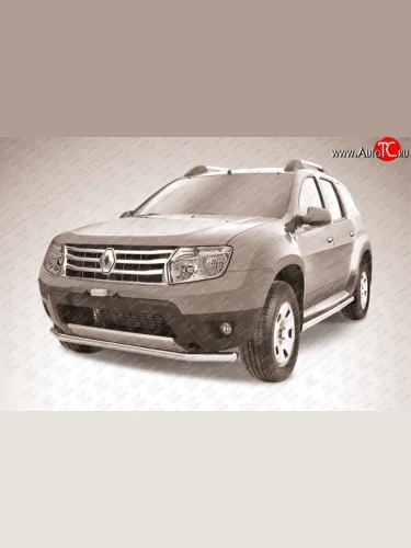 Одинарная защита переднего бампера из трубы диаметром 57 мм Slitkoff Renault Duster  HS (2010-2015) дорестайлинг