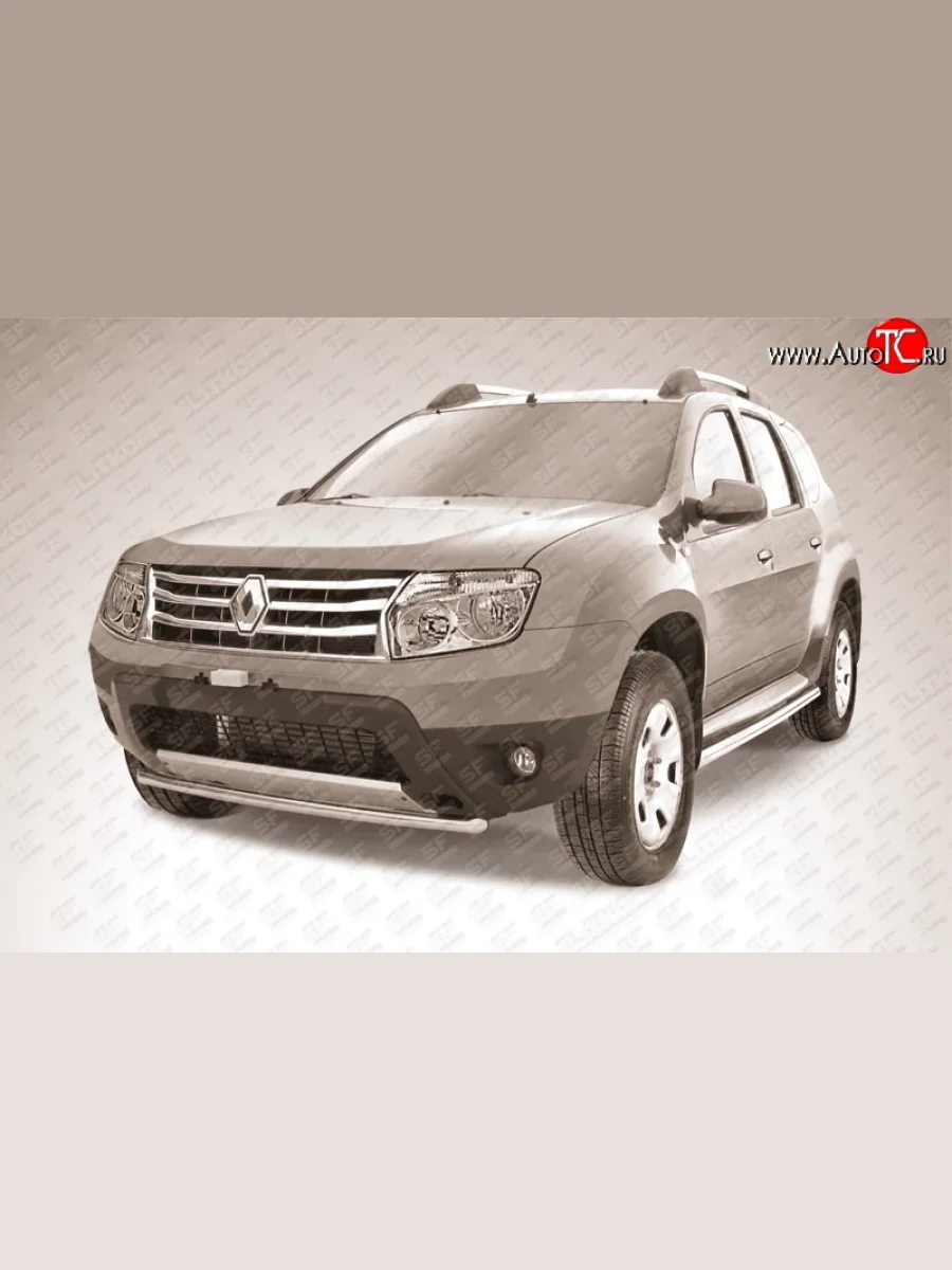 Одинарная защита переднего бампера диаметром 42 мм Slitkoff  Renault Duster (2010-2015) HS (Цвет: нержавеющая полированная сталь)  в Самаре Самарской области