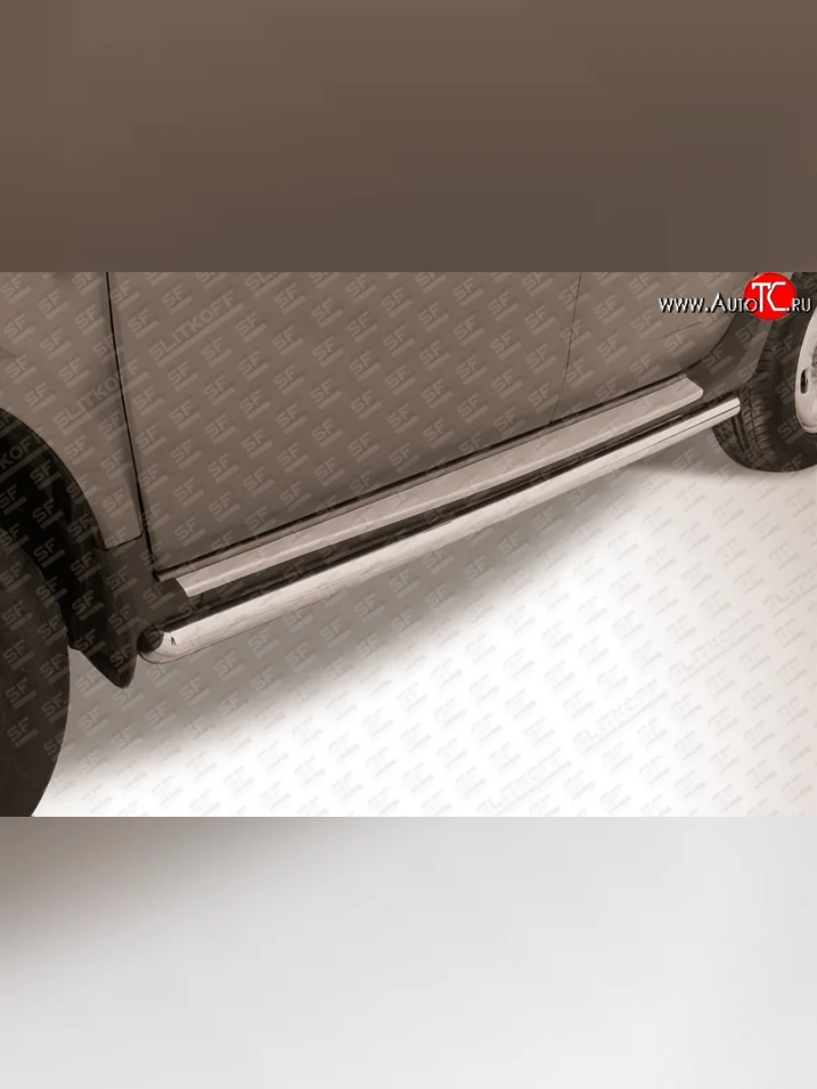 Защита порогов из круглой трубы диаметром 57 мм Slitkoff Renault Duster HS дорестайлинг (2010-2015) (Цвет: нержавеющая полированная сталь)  в Самаре Самарской области