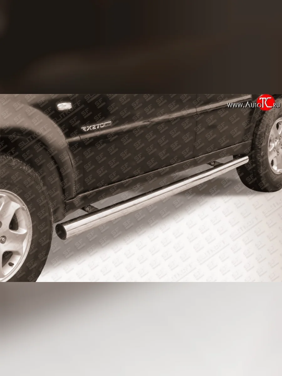Защита порогов из круглой трубы диаметром 76 мм Slitkoff SSANGYONG Rexton Y250 (2006-2012) (Цвет: нержавеющая полированная сталь)  с доставкой в г. Керчь
