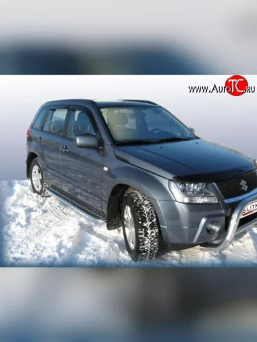Широкая защита порогов с трубой диаметром 42 мм Slitkoff Suzuki Grand Vitara  JT 5 дверей (2008-2012) 1-ый рестайлинг