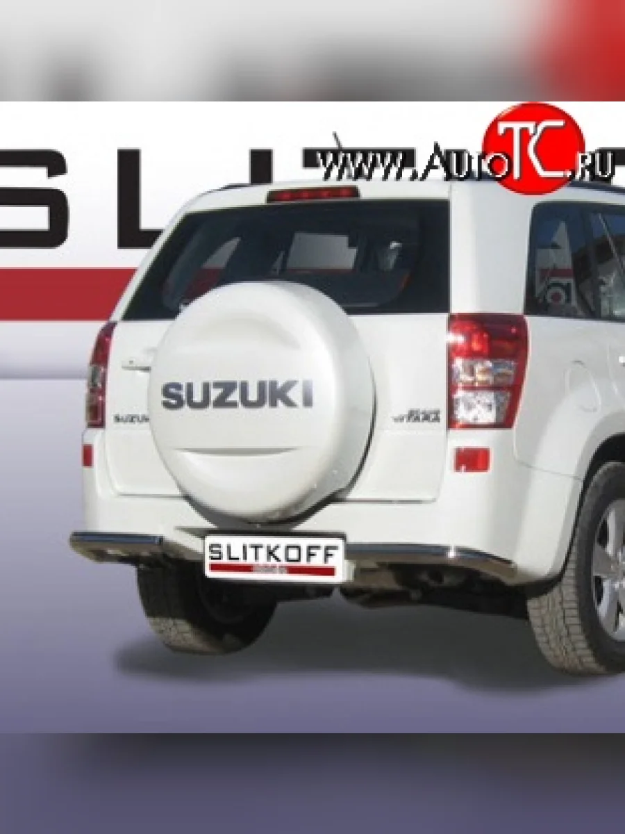 Защита заднего бампера из двух боковых уголков диаметром 57 мм Slitkoff Suzuki Grand Vitara JT 3 двери дорестайлинг (2005-2008) (Цвет: нержавеющая полированная сталь)  в Керчи Республика Крым
