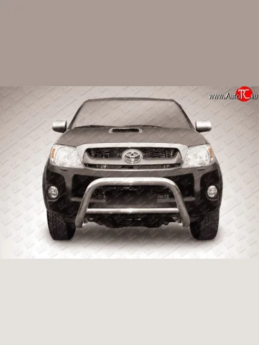 Усиленная низкая защита переднего бампера из трубы диаметром 76 мм Slitkoff Toyota Hilux  AN10,AN20 (2008-2011) 1-ый рестайлинг