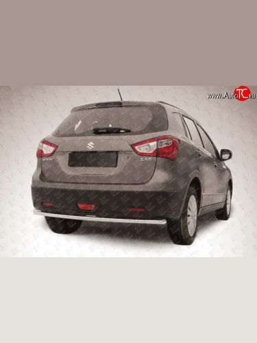 Одинарная защита заднего бампера из трубы диаметром 42 мм Slitkoff Suzuki SX4 JYB, JYA хэтчбэк дорестайлинг (2013-2016)