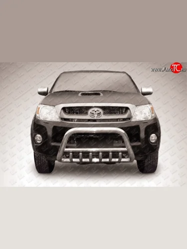 Усиленная низкая защита переднего бампера с защитой картера из трубы диаметром 57 мм Slitkoff Toyota Hilux  AN10,AN20 (2008-2011) 1-ый рестайлинг