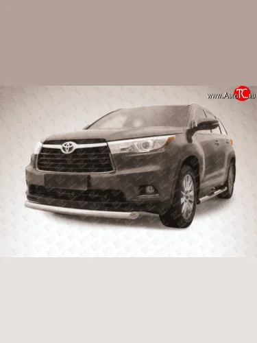Защита переднего бампера из короткой трубы диаметром 76 мм Slitkoff Toyota Highlander  XU50 (2013-2017) дорестайлинг