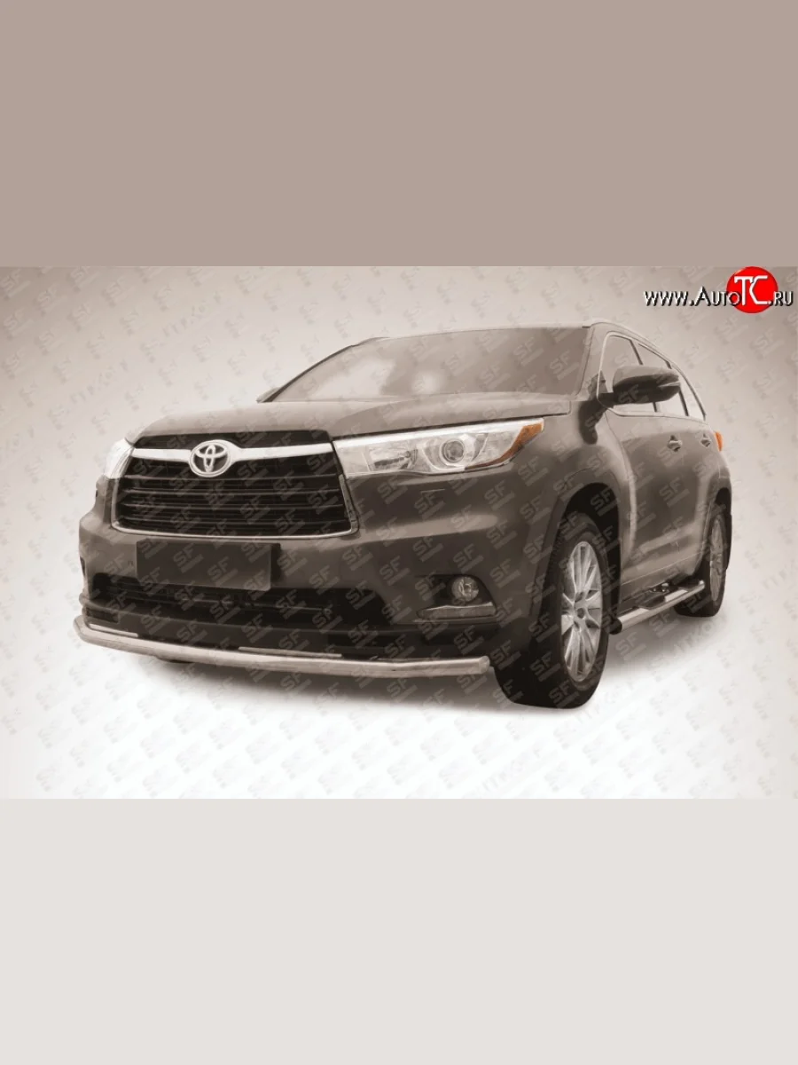 Защита переднего бампера из длинной трубы диаметром 57 мм Slitkoff Toyota Highlander XU50 дорестайлинг (2013-2017) (Цвет: нержавеющая полированная сталь)  в Самаре Самарской области