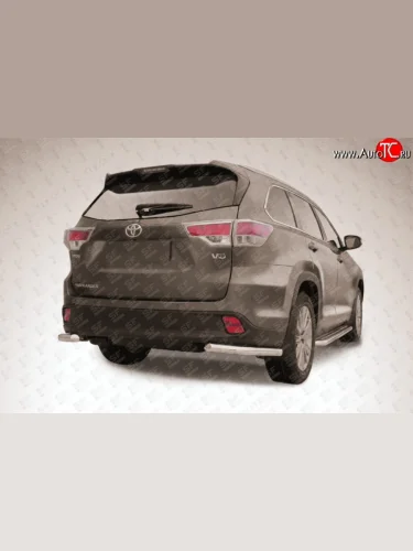 Защита заднего бампера из двух боковых уголков диаметром 57 мм Slitkoff Toyota Highlander XU50 дорестайлинг (2013-2017)