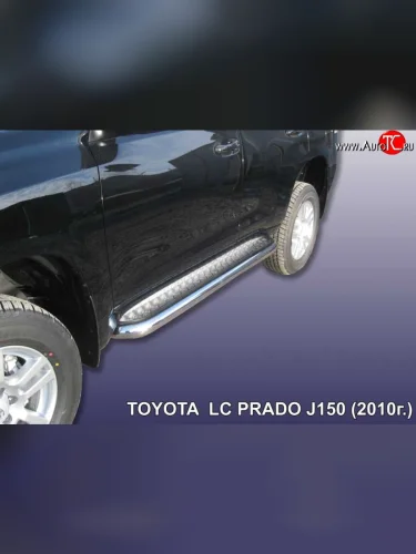 Широкая защита порогов Slitkoff Toyota Land Cruiser Prado  J150 (2009-2013) дорестайлинг