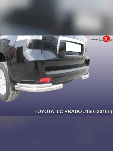 Защита заднего бампера из двойных боковых уголков с диаметром труб 76 и 42 мм Slitkoff Toyota Land Cruiser Prado  J150 (2009-2013) дорестайлинг