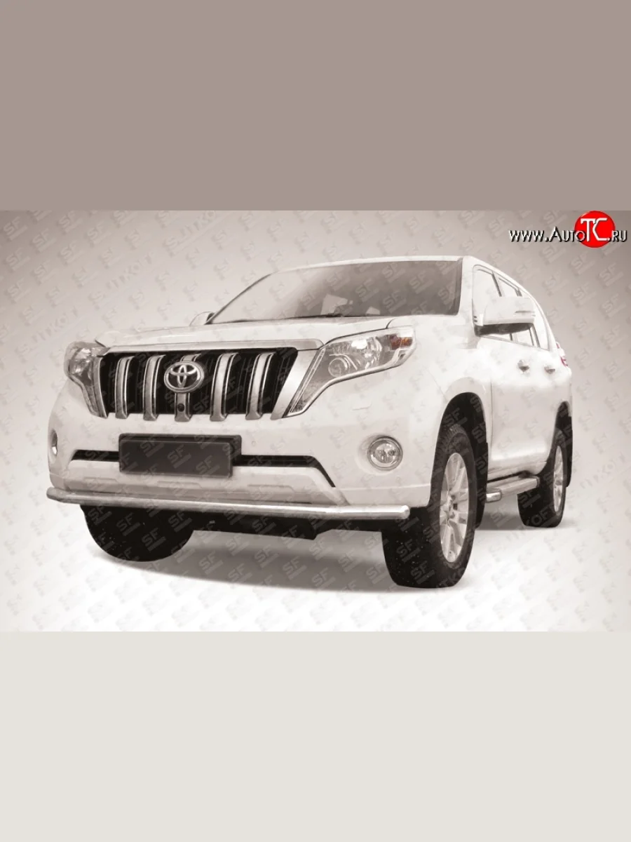 Одинарная защита переднего бампера из трубы диаметром 57 мм Slitkoff  Toyota Land Cruiser Prado (2013-2017) J150 (Цвет: нержавеющая полированная сталь)  в Самаре Самарской области