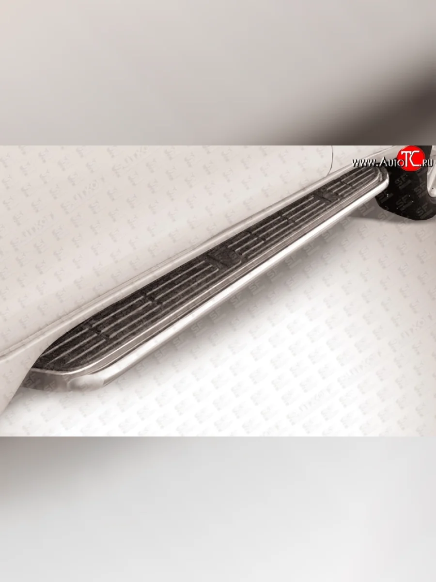 Защита штатных порогов из круглой трубы диаметром 42 мм Slitkoff Toyota Land Cruiser Prado J150 1-ый рестайлинг (2013-2017) (Цвет: нержавеющая полированная сталь)  в Перми Пермском крае