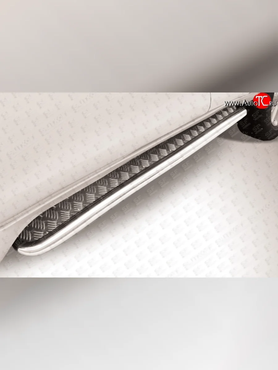 Широкая защита порогов Slitkoff Toyota Land Cruiser Prado J150 1-ый рестайлинг (2013-2017) (Цвет: нержавеющая полированная сталь)  в Перми Пермском крае