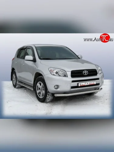 Одинарная защита переднего бампера из трубы диаметром 57 мм Slitkoff Toyota RAV4  XA305 (2005-2009) 5 дв. дорестайлинг