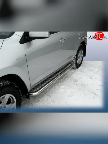 Широкая защита порогов с трубой диаметром 57 мм Slitkoff Toyota RAV4  XA305 (2005-2009) 5 дв. дорестайлинг