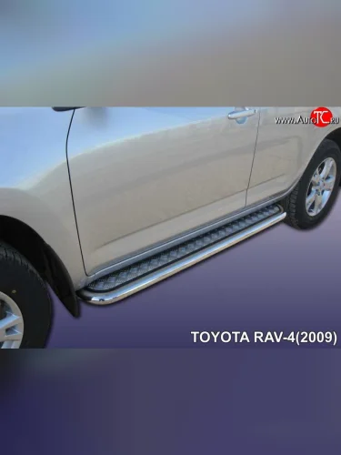 Широкая защита порогов с трубой диаметром 57 мм Slitkoff Toyota RAV4  XA30 (2008-2010) 5 дв. 1-ый рестайлинг