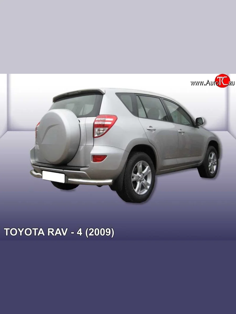 Защита заднего бампера из двух боковых уголков диаметром 76 мм Slitkoff Toyota RAV4 XA30 5 дв. 1-ый рестайлинг (2008-2010) (Цвет: нержавеющая полированная сталь)  в Перми Пермском крае