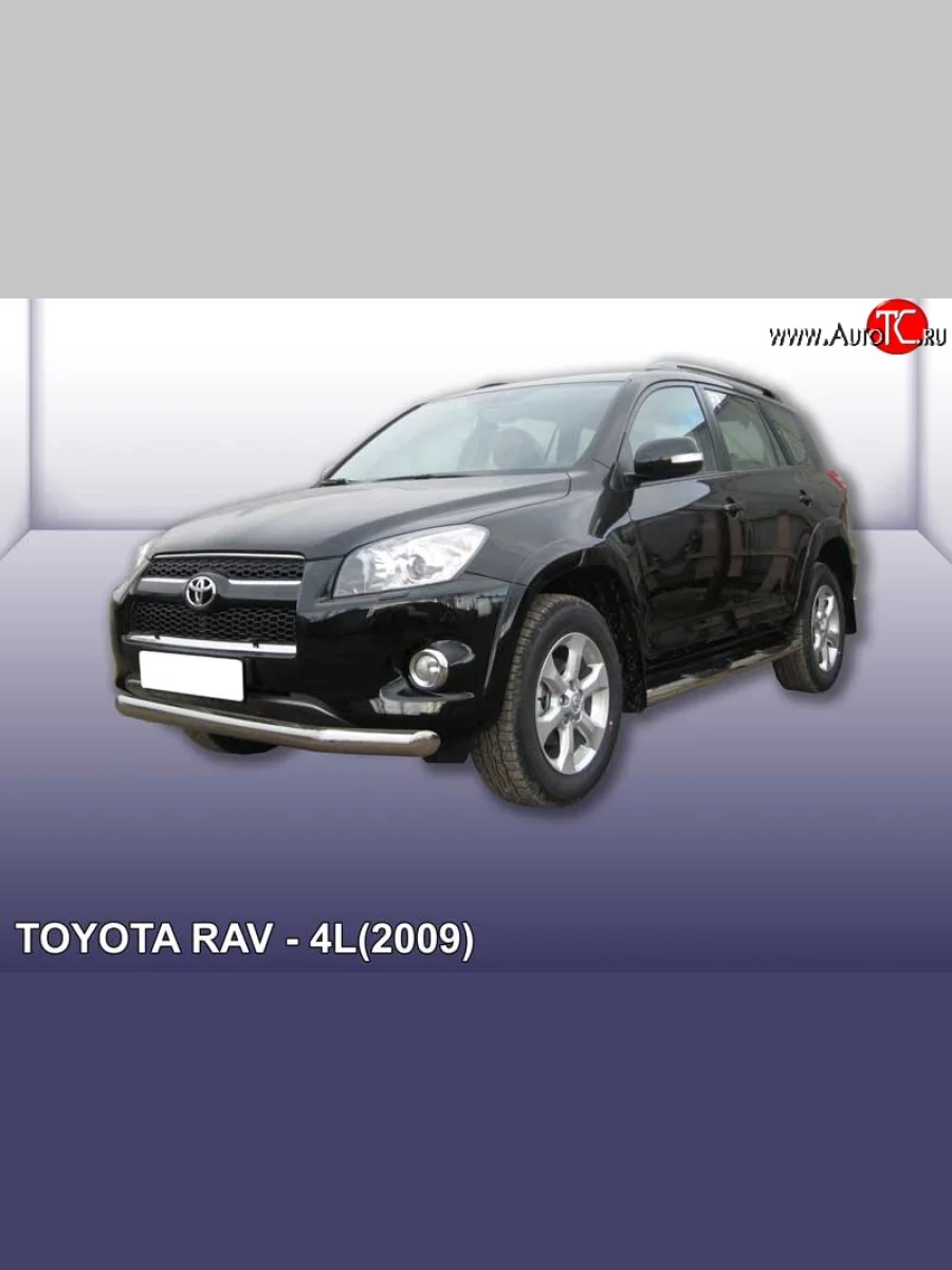 Одинарная защита переднего бампера диаметром 76 мм Slitkoff  Toyota RAV4 (2009-2010) XA30 (Цвет: нержавеющая полированная сталь)  в Воронеже Воронежской области