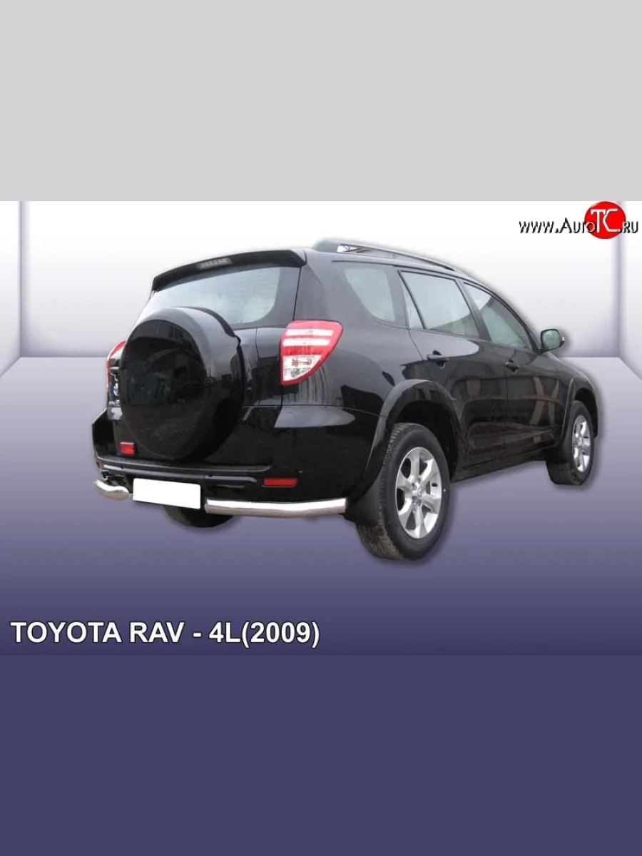 Защита заднего бампера из двух боковых уголков диаметром 76 мм Slitkoff Toyota RAV4 XA30 5 дв. удлиненный 1-ый рестайлинг (2009-2010) (Цвет: нержавеющая полированная сталь)  в Керчи Республика Крым