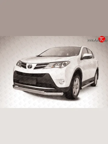 Двойная защита переднего бампера из двух труб диаметром 76 и 57 мм Slitkoff Toyota RAV4  XA40 (2012-2015) 5 дв. дорестайлинг