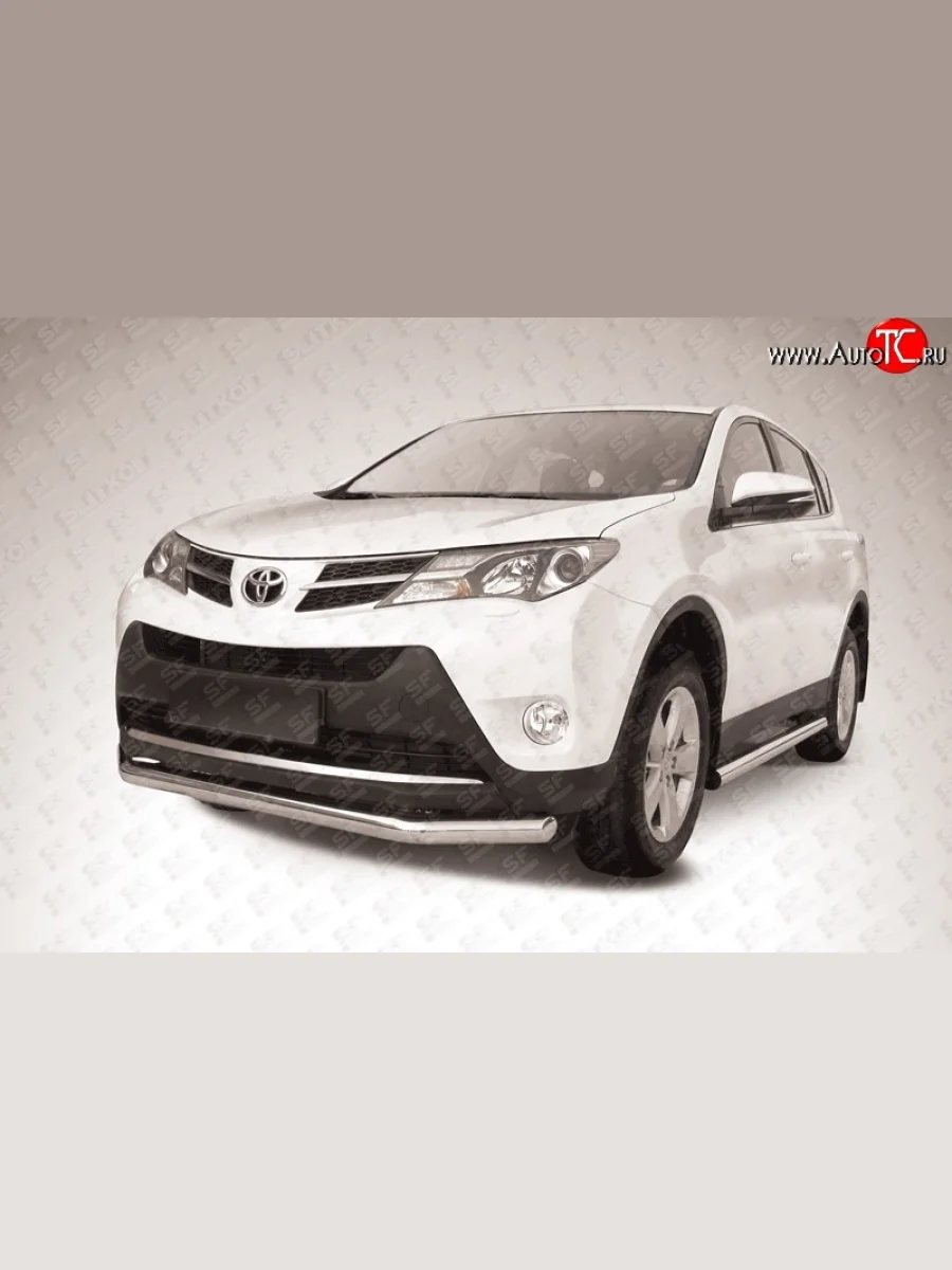 Одинарная защита переднего бампера диаметром 76 мм Slitkoff Toyota RAV4 XA40 5 дв. дорестайлинг (2012-2015) (Цвет: нержавеющая полированная сталь)  в Керчи Республика Крым