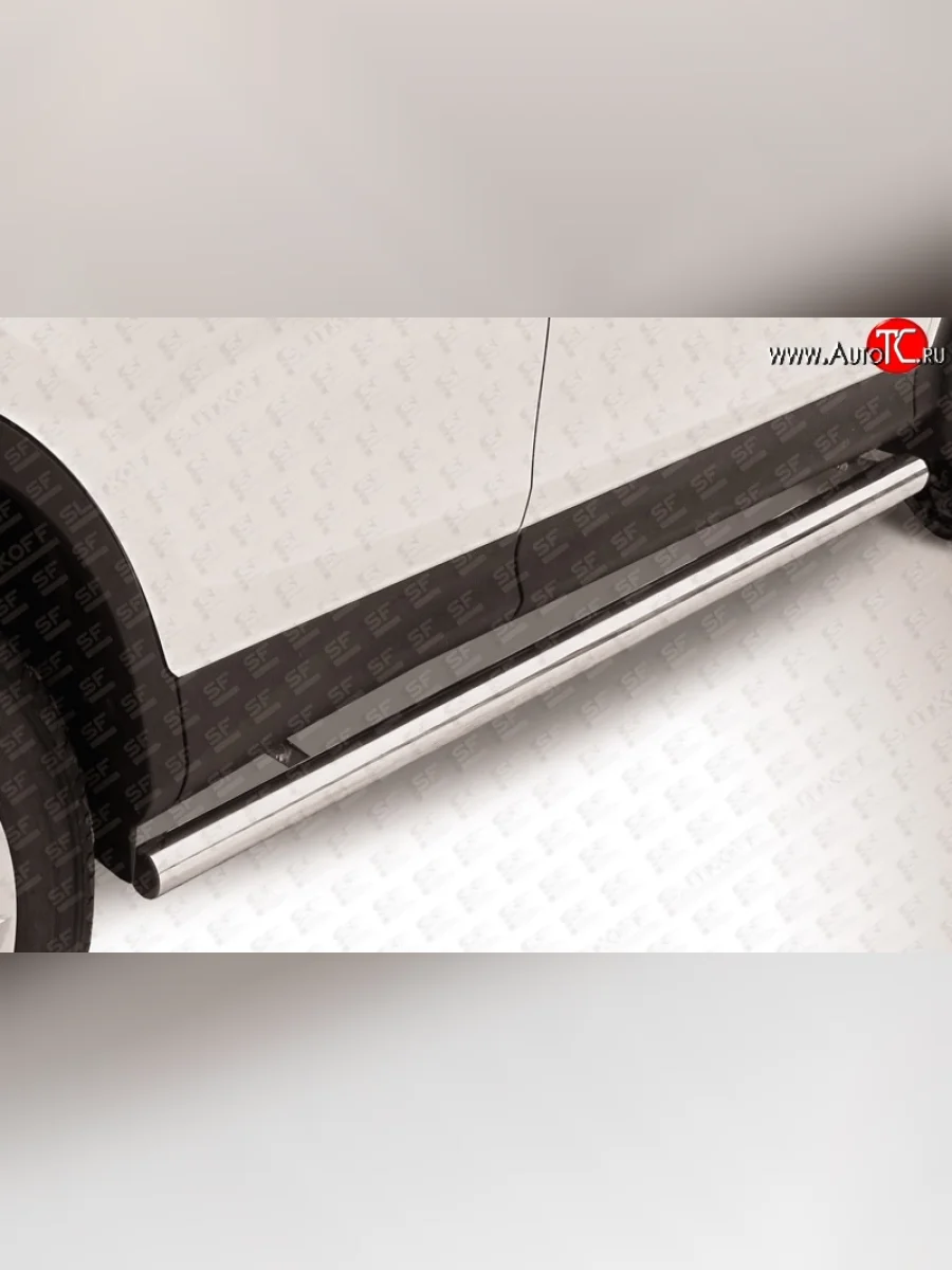 Защита порогов из круглой трубы диаметром 76 мм Slitkoff Toyota RAV4 XA40 5 дв. дорестайлинг (2012-2015) (Цвет: нержавеющая полированная сталь)  в Самаре Самарской области