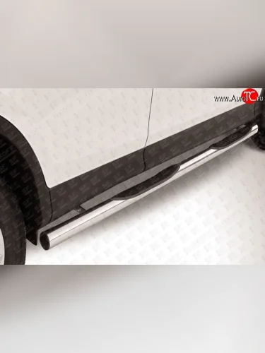 Защита порогов из трубы d76 мм с пластиковыми вставками для ног Slitkoff Toyota RAV4 XA40 5 дв. дорестайлинг (2012-2015)