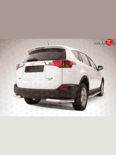 Защита заднего бампера из двух боковых уголков диаметром 76 мм Slitkoff Toyota RAV4  XA40 (2012-2015) 5 дв. дорестайлинг