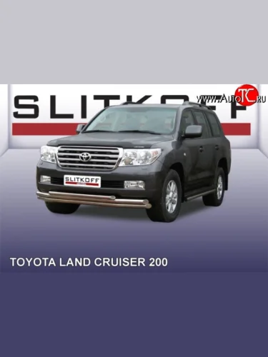 Тройная защита переднего бампера из труб диаметрами по 57 и 42 мм Slitkoff Toyota Land Cruiser  200 (2007-2012) дорестайлинг