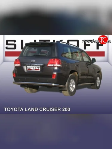 Защита заднего бампера из длинной трубы диаметром 76 мм Slitkoff Toyota Land Cruiser  200 (2007-2012) дорестайлинг