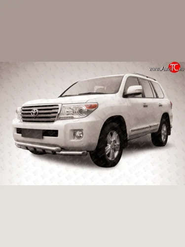 Двойная защита переднего бампера из труб диаметром по 76 мм с защитой картера Slitkoff Toyota Land Cruiser  200 (2012-2015) 1-ый рестайлинг