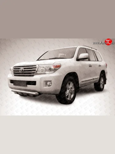 Одинарная защита переднего бампера из трубы диаметром 76 мм с защитой картера Slitkoff Toyota Land Cruiser 200 1-ый рестайлинг (2012-2015)