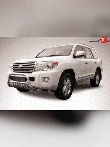 Усиленная низкая защита переднего бампера с защитой картера из трубы диаметром 76 мм Slitkoff Toyota Land Cruiser  200 (2012-2015) 1-ый рестайлинг