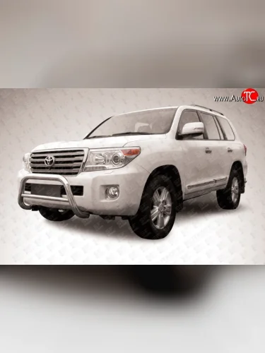 Усиленная низкая защита переднего бампера с перемычкой из трубы диаметром 76 мм Slitkoff Toyota Land Cruiser  200 (2012-2015) 1-ый рестайлинг