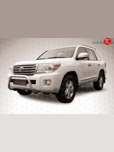 Усиленная низкая защита переднего бампера без перемычек из трубы диаметром 76 мм Slitkoff Toyota Land Cruiser  200 (2012-2015) 1-ый рестайлинг