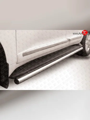 Защита штатных порогов из круглой трубы диаметром 57 мм Slitkoff Toyota Land Cruiser 200 1-ый рестайлинг (2012-2015)