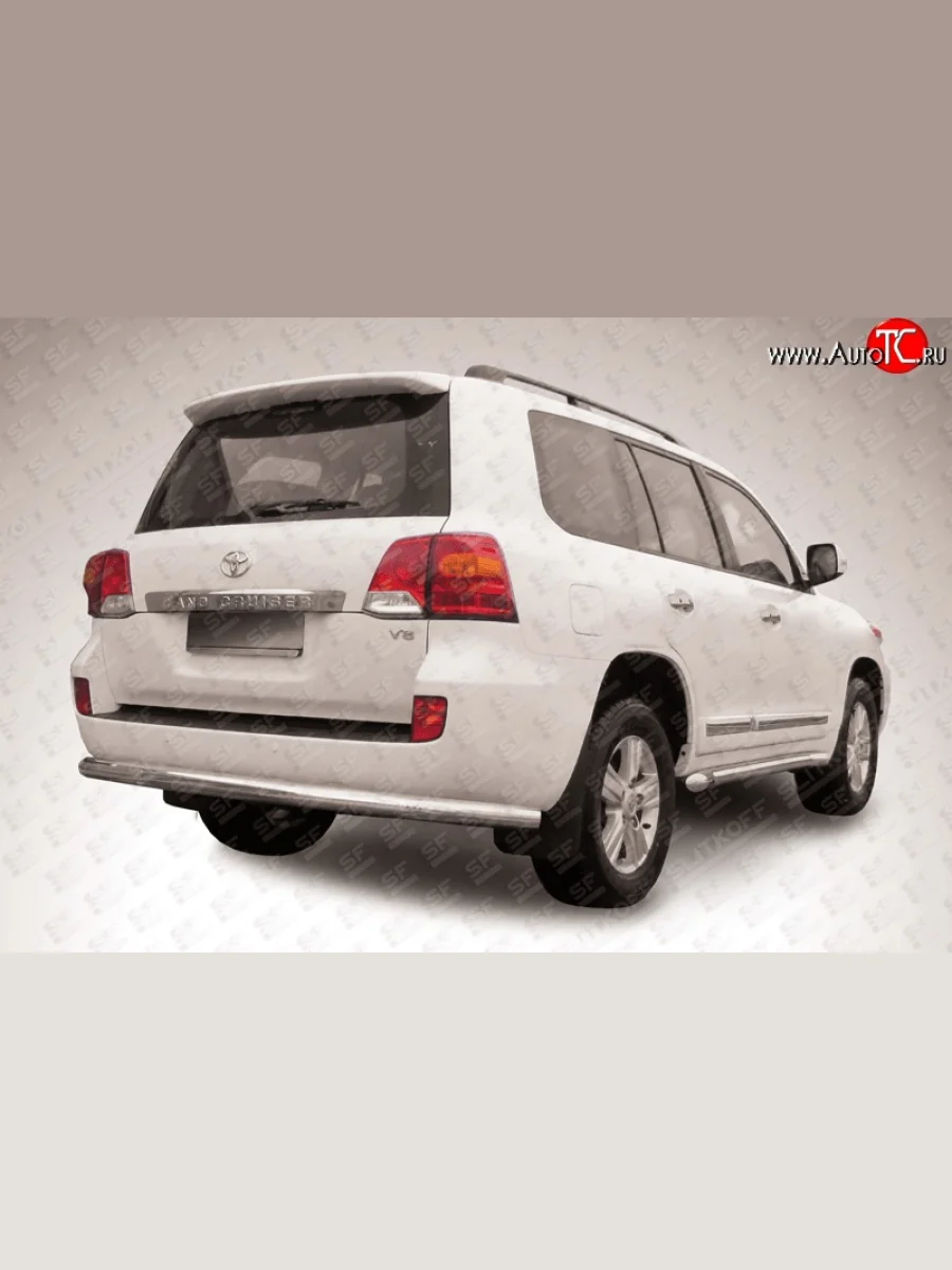 Защита заднего бампера Slitkoff (Ø 76 мм) Toyota Land Cruiser 200 1-ый рестайлинг (2012-2015) (Нержавеющая сталь)  в Самаре Самарской области