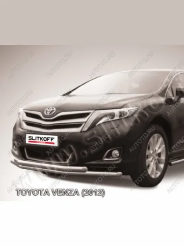 Двойная защита переднего бампера d57 мм Slitkoff Toyota Venza  GV10 (2012-2016) рестайлинг