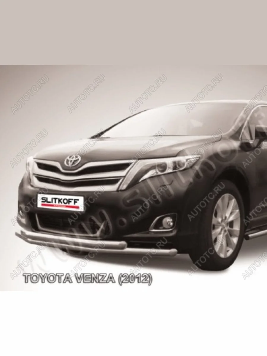 Двойная защита переднего бампера d57 мм Slitkoff Toyota Venza GV10 рестайлинг (2012-2016) (нержавейка полированная)  в Самаре Самарской области
