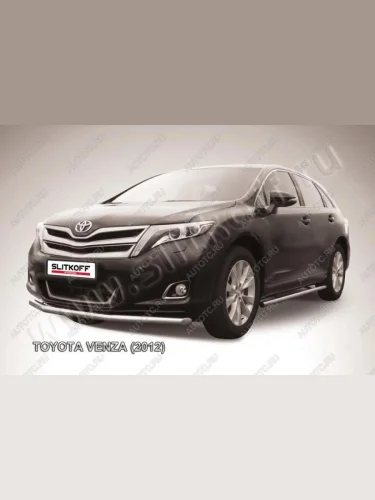 Защита переднего бампера d57 мм Slitkoff (нержавейка полированная) Toyota Venza GV10 рестайлинг (2012-2016)