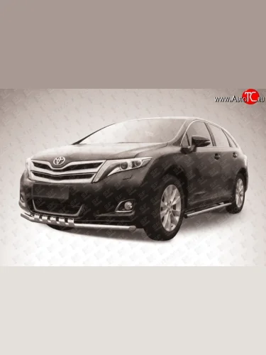Одинарная защита переднего бампера d57 мм с зубьями Slitkoff Toyota Venza  GV10 (2012-2016) рестайлинг