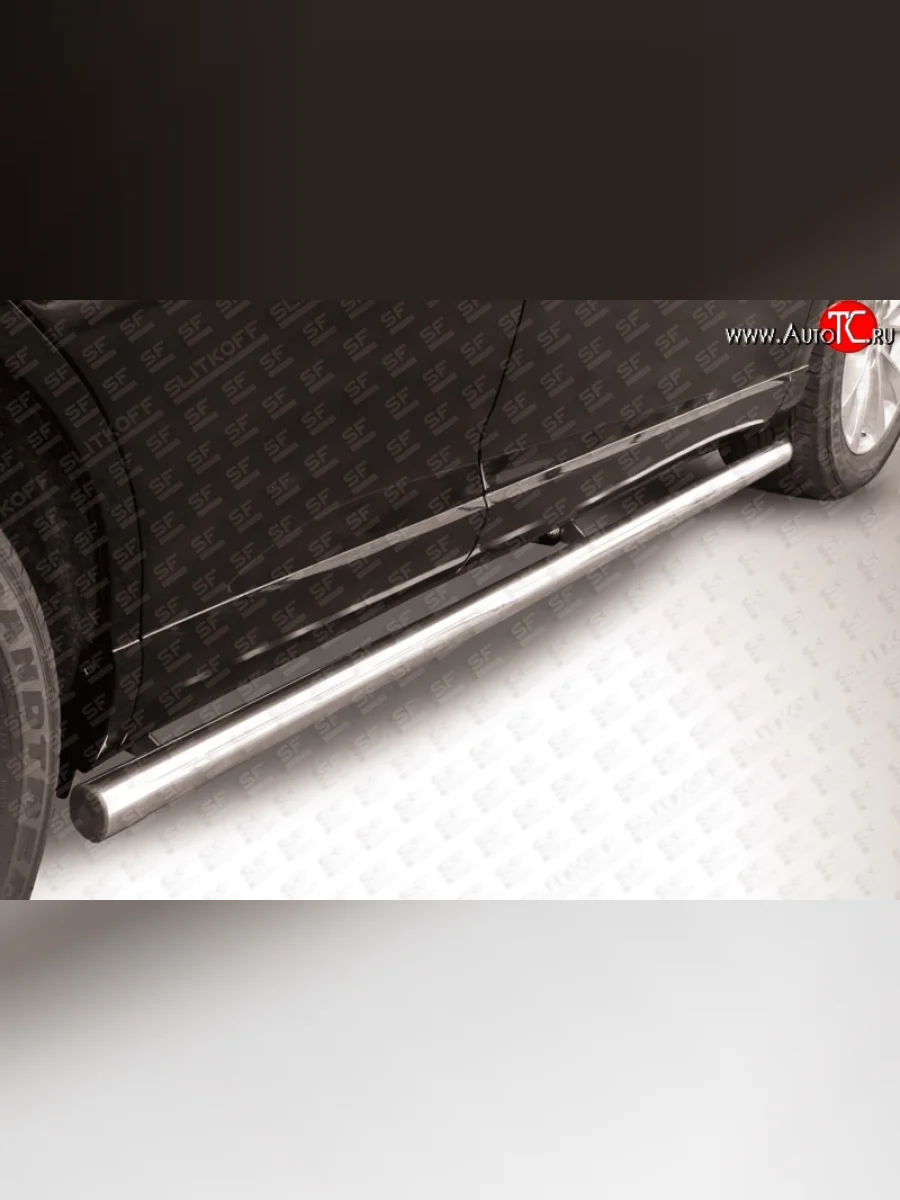 Защита порогов из круглой трубы диаметром 57 мм Slitkoff  Toyota Venza (2012-2016) GV10 (Цвет: нержавеющая полированная сталь)  в Самаре Самарской области