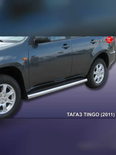 Защита порогов из круглой трубы диаметром 76 мм Slitkoff ТАГАЗ Tingo (2011-2014)