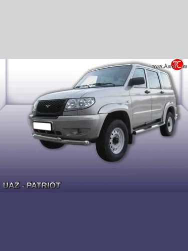 Двойная защита переднего бампера из двух труб диаметром 76 и 57 мм Slitkoff Уаз Патриот  3163 5 дв. (2005-2013) дорестайлинг